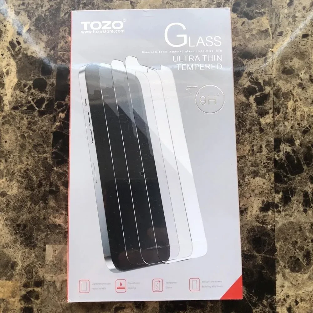 TOZO Ultra-Thin Tempered Glass Screen Protector iPhone 6.7- New Open Box